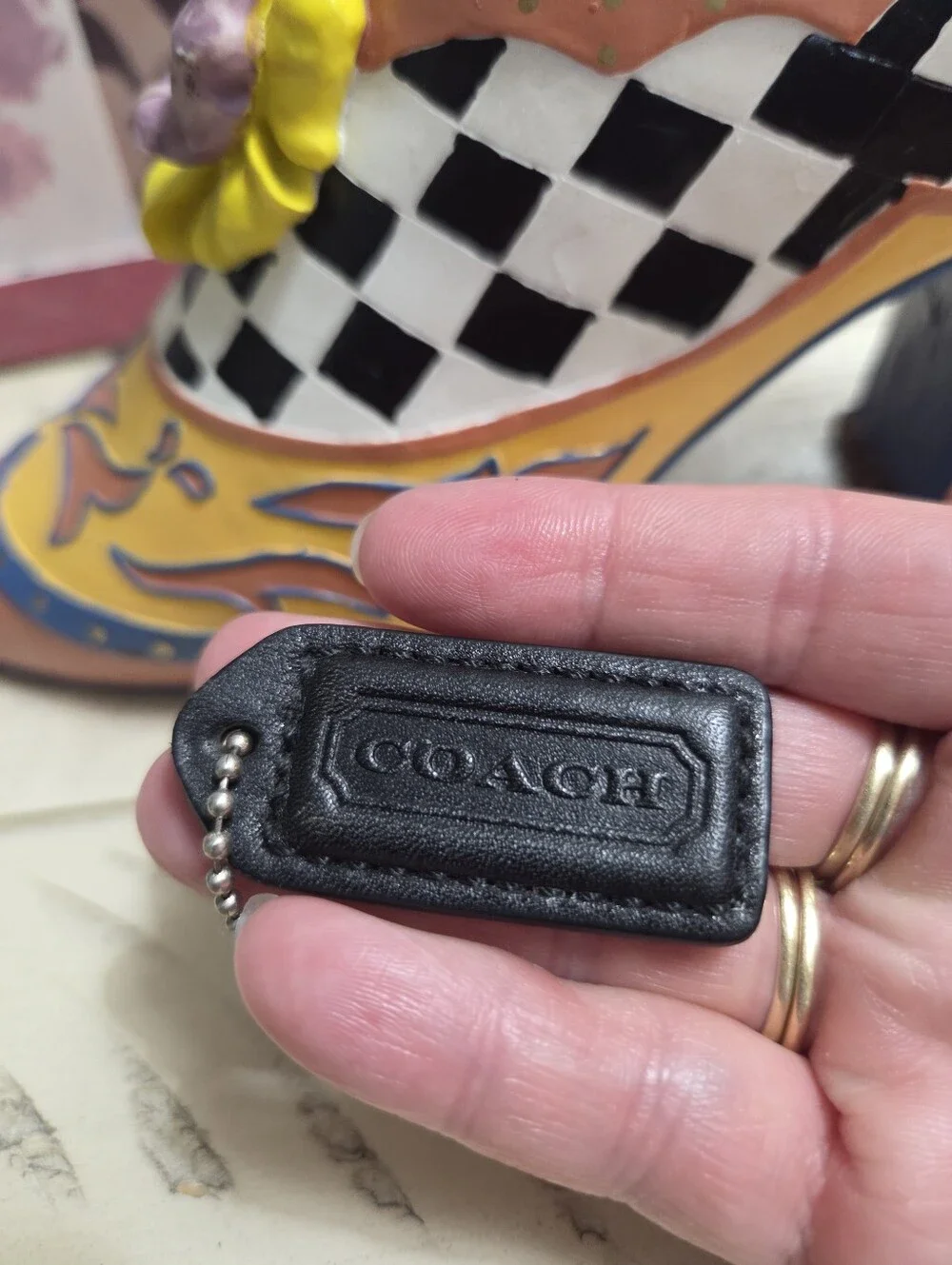 Coach Black Leather HangTag, EUC
